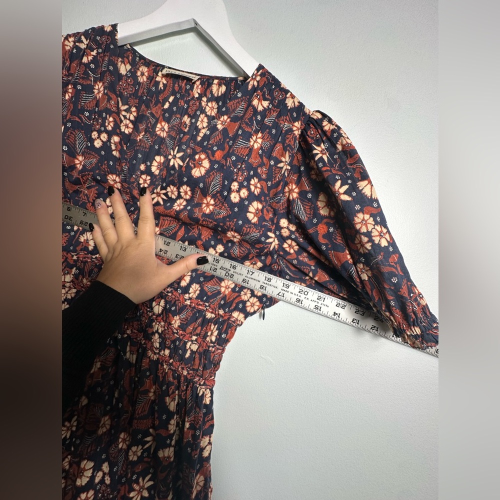 ULLA JOHNSON Zaria Cotton Midi Floral Puff Sleeve Dress Size 6 - Picture 12 of 15